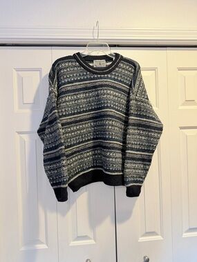Vintage Segreto Men's Knit Striped Geometric Crewneck Sweater #0194